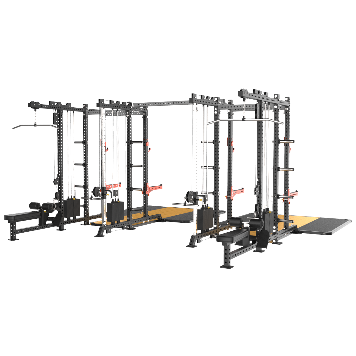 Impulse 2MS-01 две силовые полурамы MS01 с опцией-стойкой для хранения дисков MS00 и помосты SE5031/MS31 соединенные между собой перекладиной