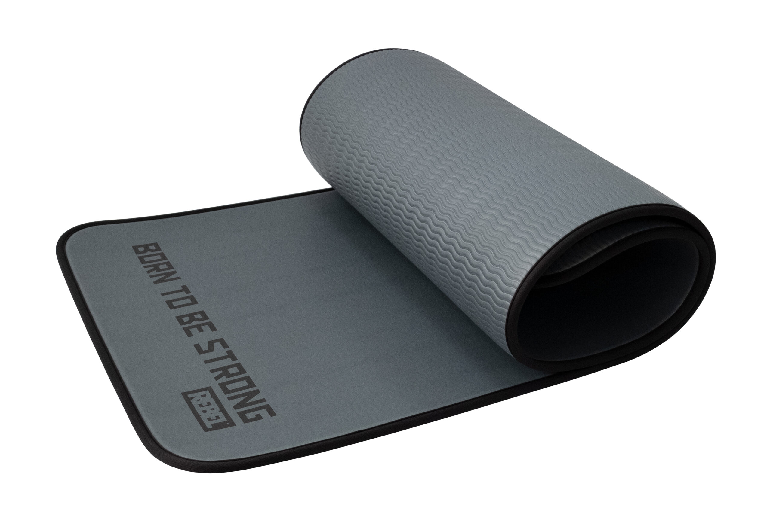 Мат для аэробики NBR 10 мм графитовый с кольцами (черный кант)