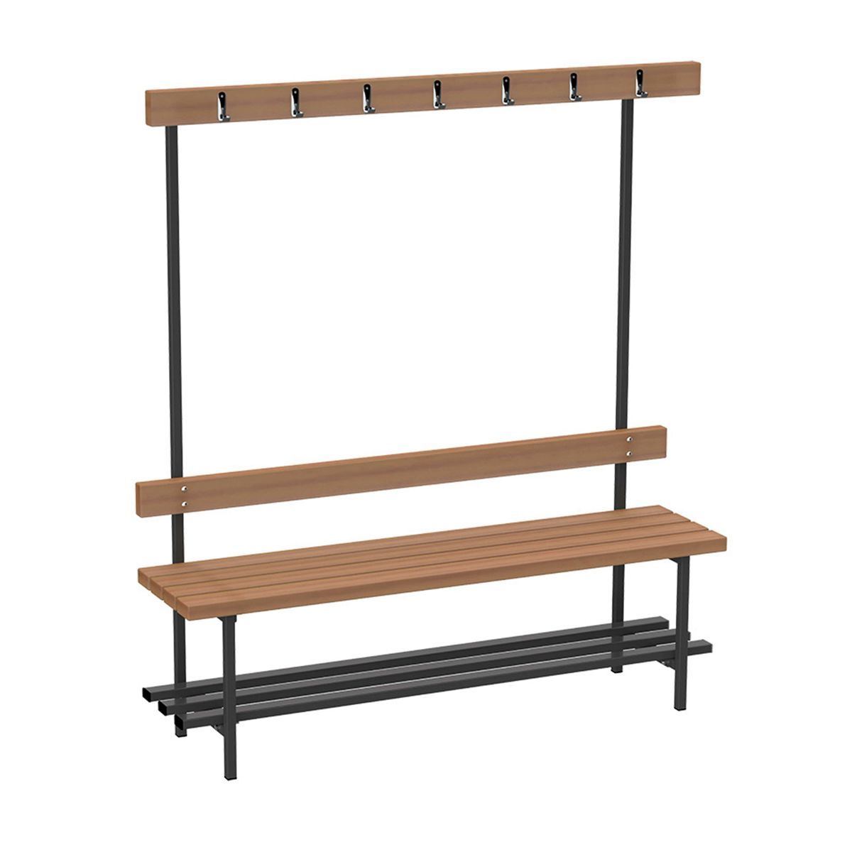 Скамья для раздевалок с вешалкой (односторонняя) 1,5 м ZAVODSPORTA