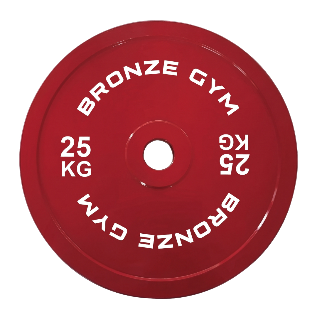 Диск олимпийский BRONZE GYM тяжелоатлетический красный 25 кг